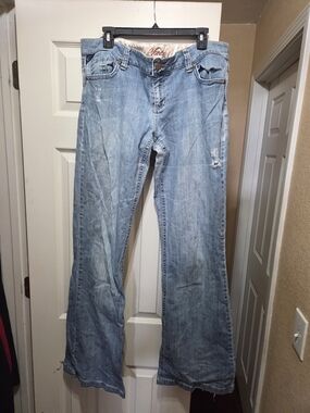 Vanity Light Blue Distressed Flare Jeans